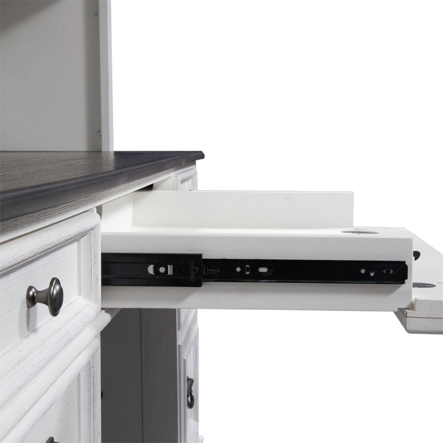 Allyson Park - Credenza & Hutch - Wirebrushed White / Charcoal