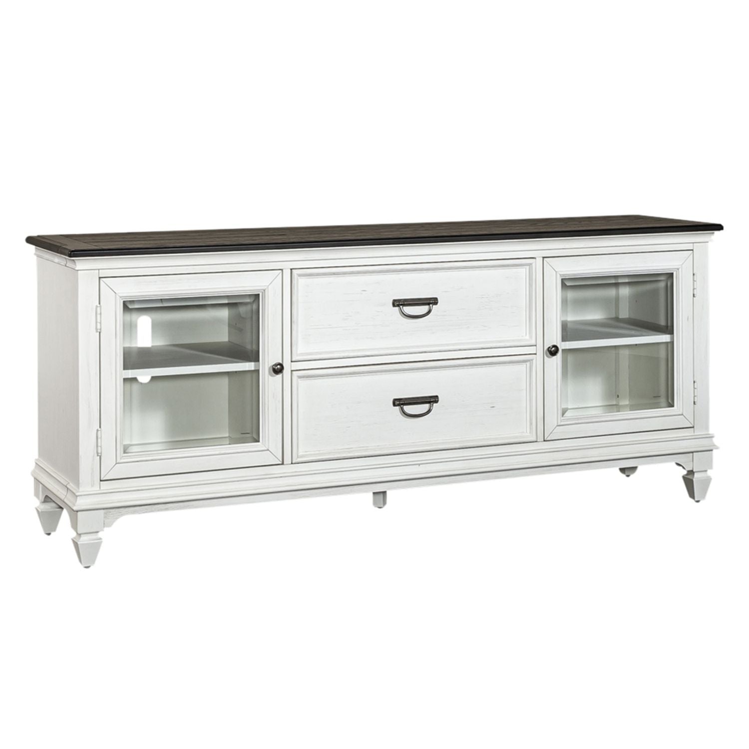 Allyson Park - Entertainment TV Stand - Wirebrushed White / Charcoal