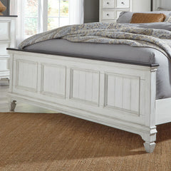 Allyson Park - King Panel Footboard - Wirebrushed White / Charcoal