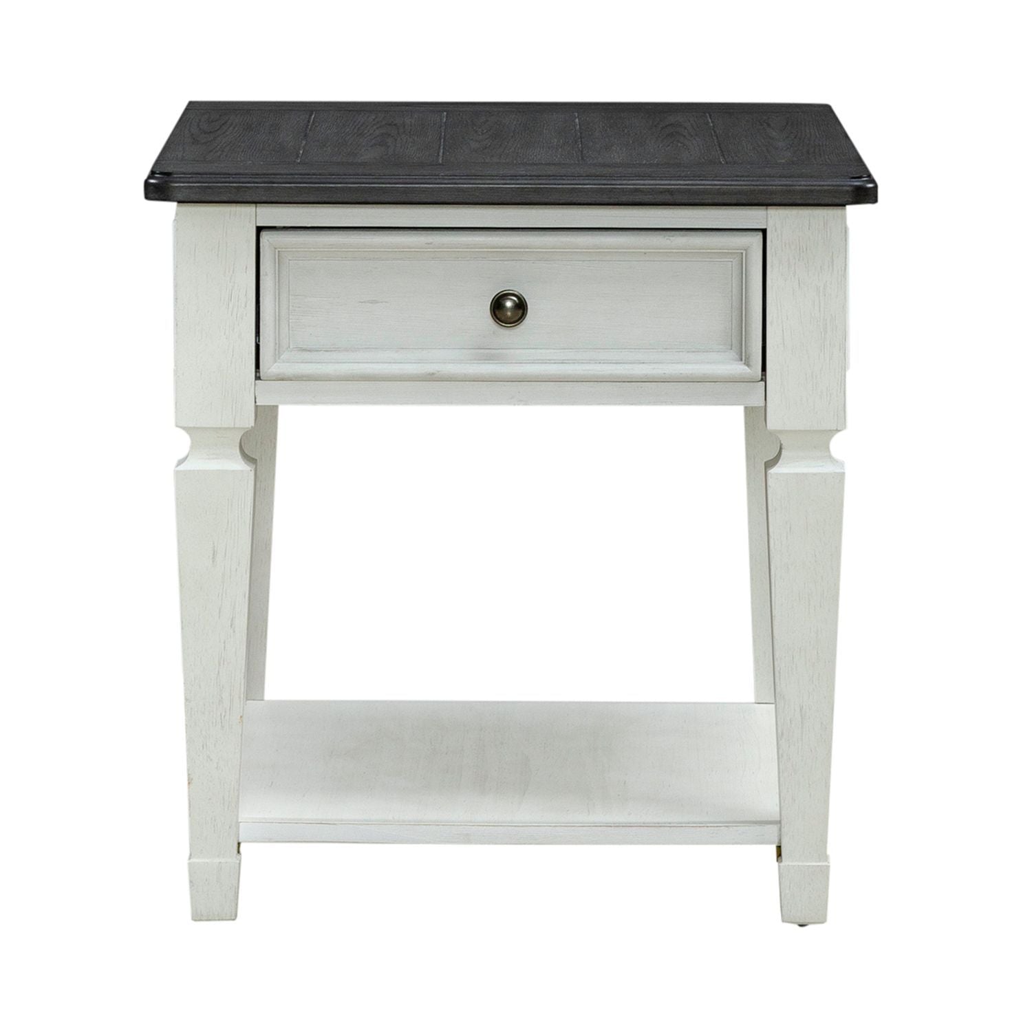 Allyson Park - Drawer End Table - Wirebrushed White / Charcoal