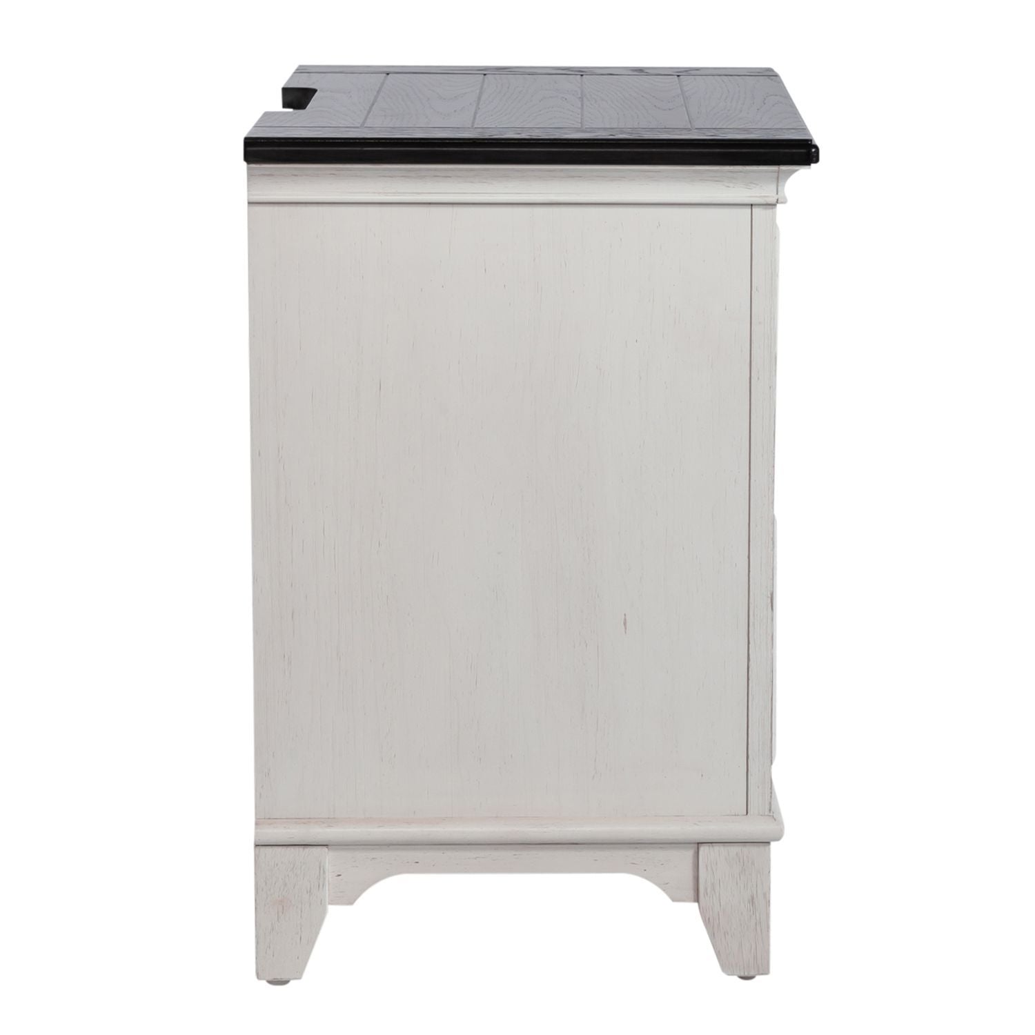 Allyson Park - 2 Drawer Nightstand With Charging Station - Wirebrushed White / Charcoal