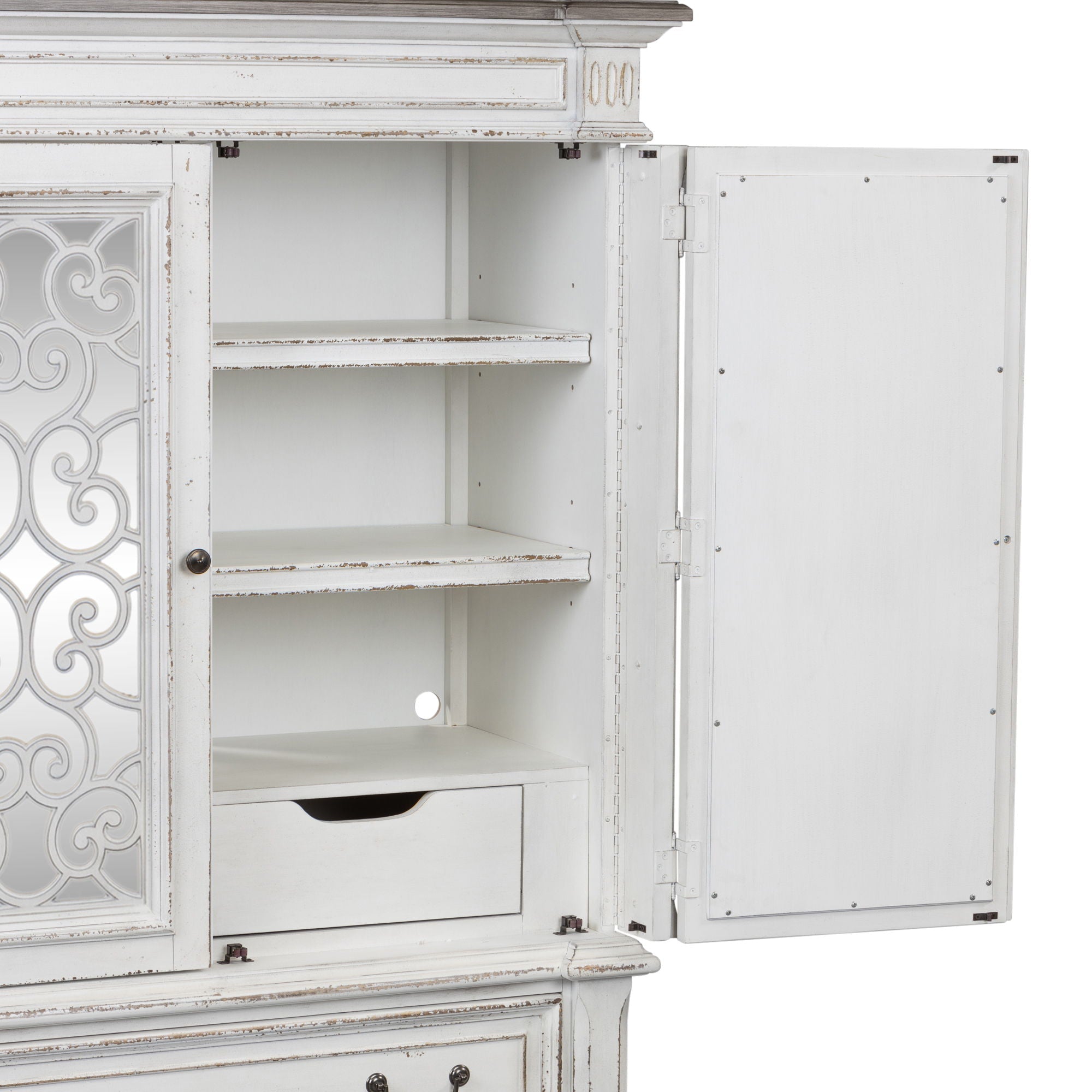 Abbey Park - Mirrored Door Chest - Antique White