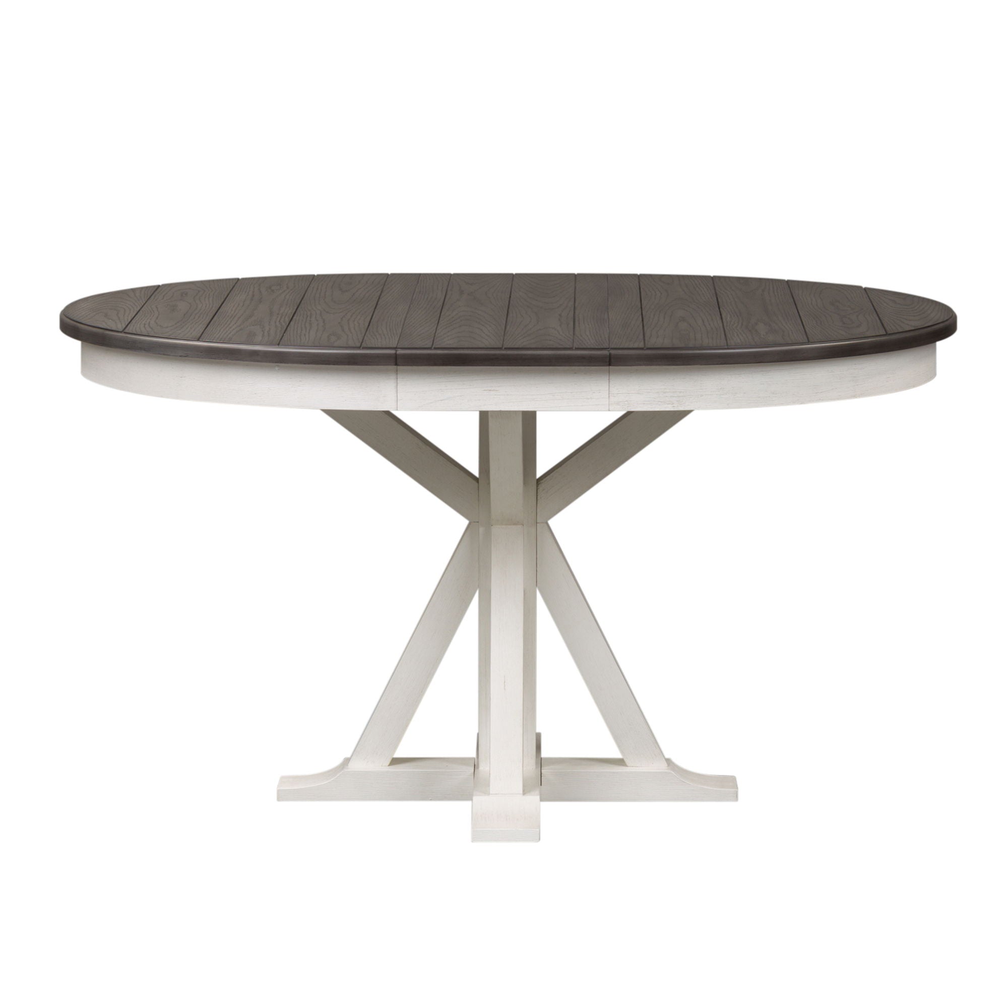 Allyson Park - Single Pedestal Table Top - Wirebrushed White / Charcoal