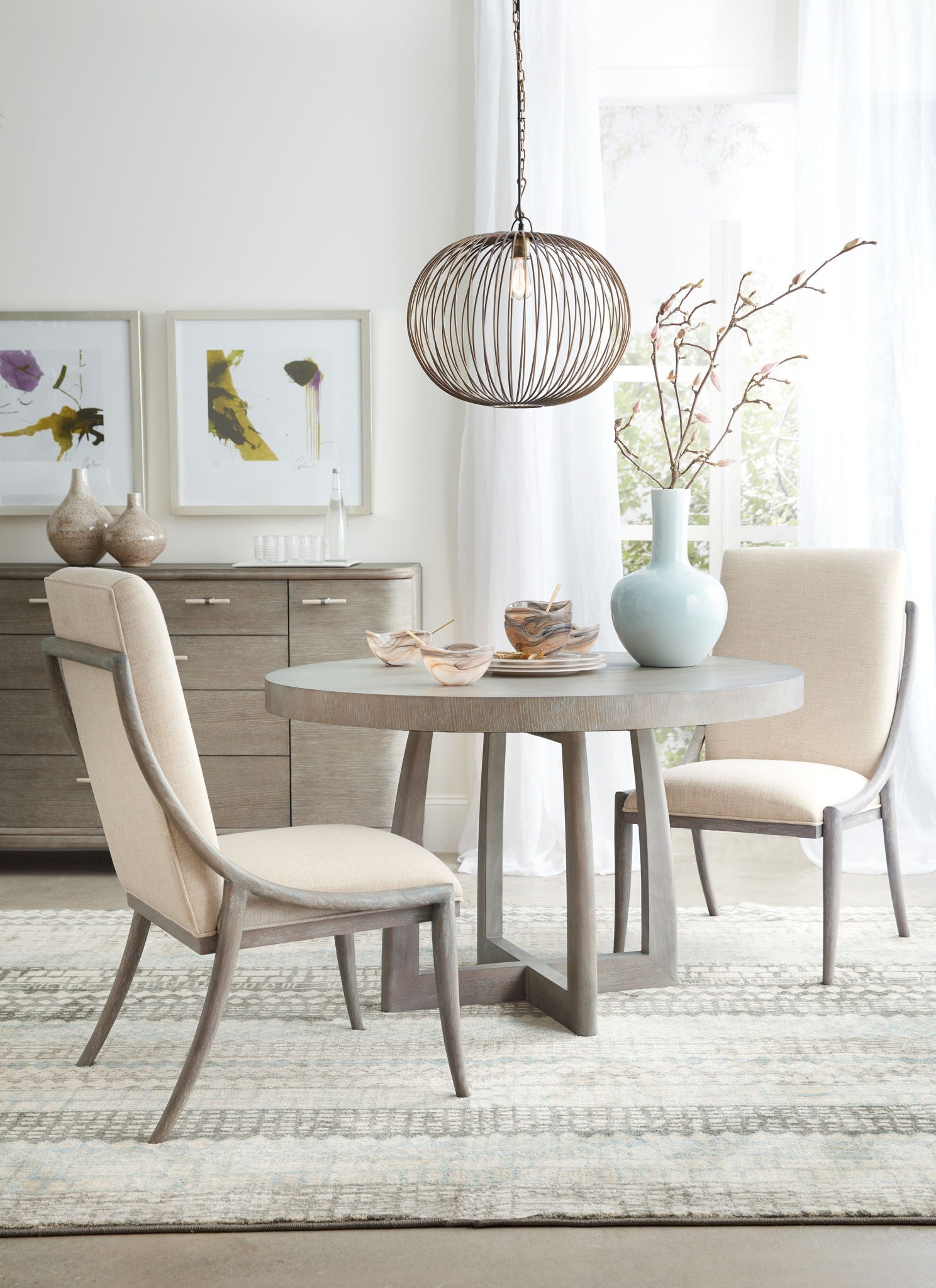 Affinity - 48" Round Pedestal Dining Table With 1-18" Leaf - Dark Gray