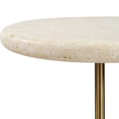 Adames - Travertine Drink Table - Brass / White