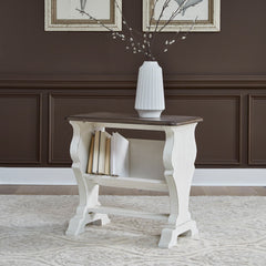Abbey Road - Library Chair Side Table - Porcelain White / Churchill Brown