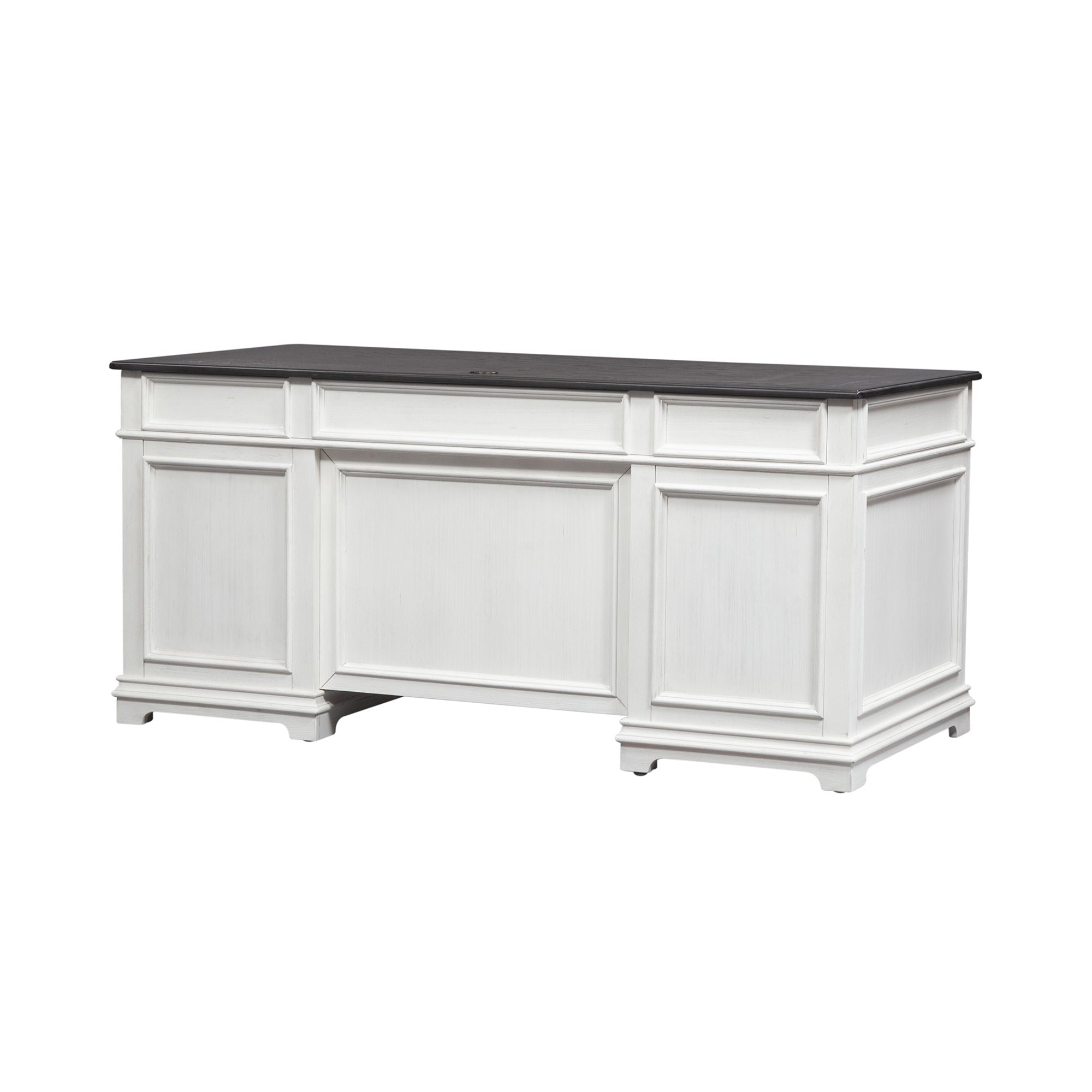 Allyson Park - Jr Executive Desk Base - Wirebrushed White / Charcoal