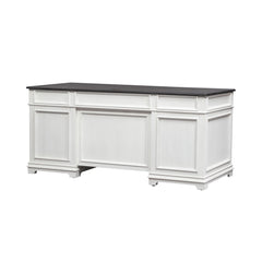 Allyson Park - Jr Executive Desk Base - Wirebrushed White / Charcoal