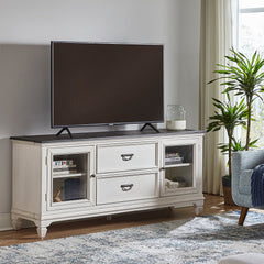 Allyson Park - Entertainment TV Stand - Wirebrushed White / Charcoal