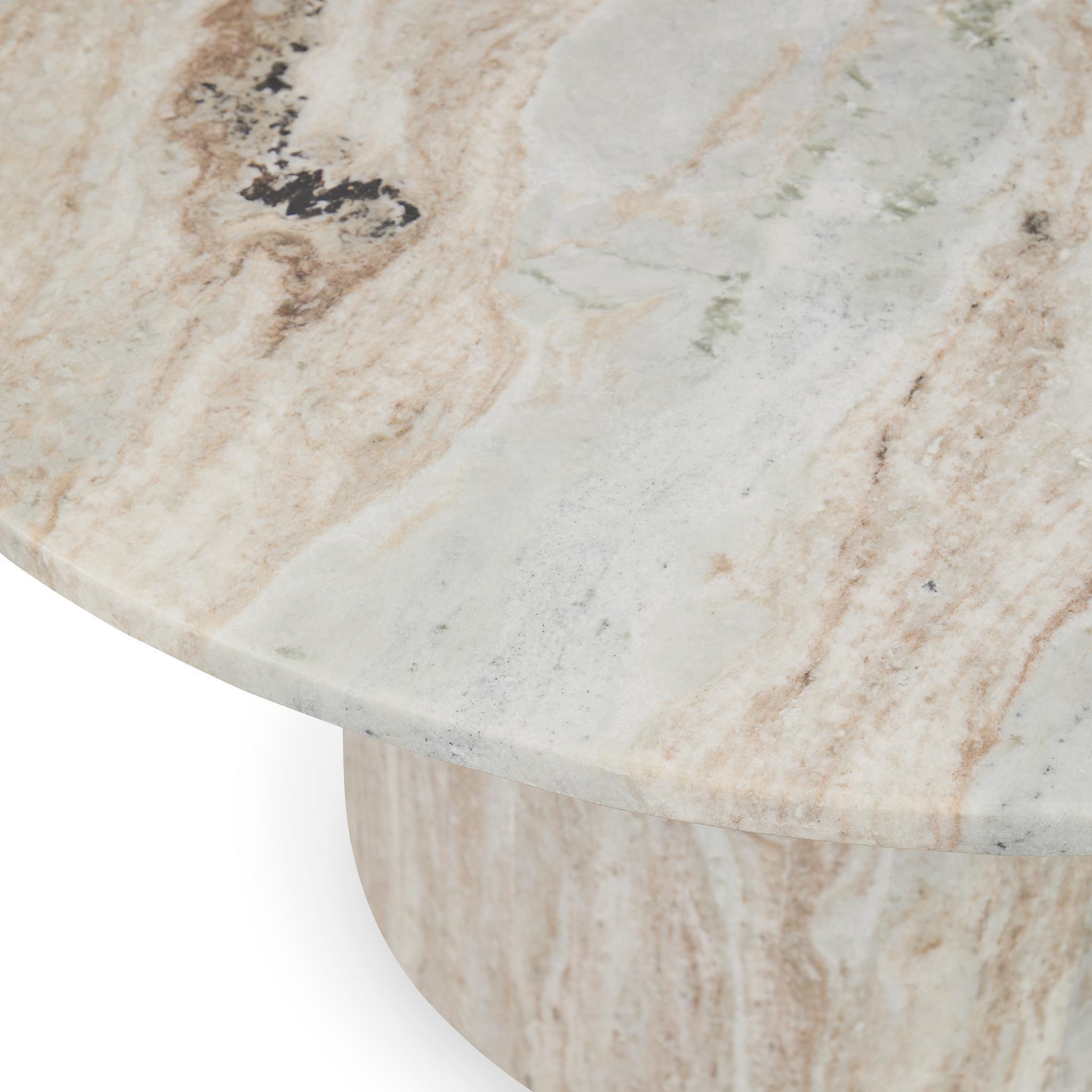 Amberly - Marble Round Coffee Table - Rusty Gray