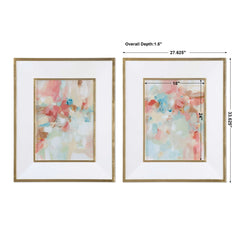 A Touch Of Blush And Rosewood Fences - Art (Set of 2) - Pink