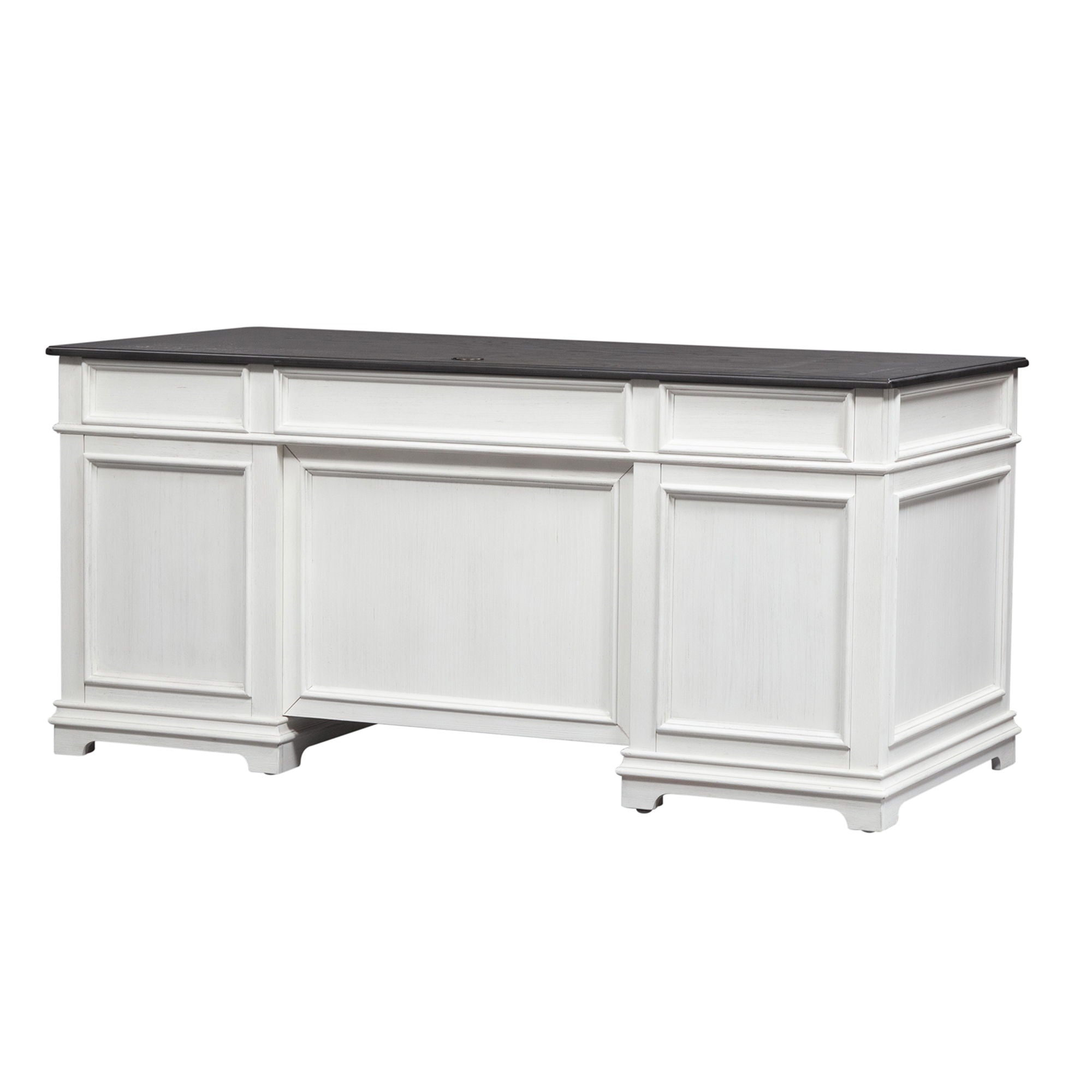 Allyson Park - Desk - Wirebrushed White / Charcoal