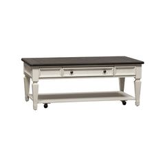 Allyson Park - 3 Piece Table Set - Wirebrushed White / Charcoal