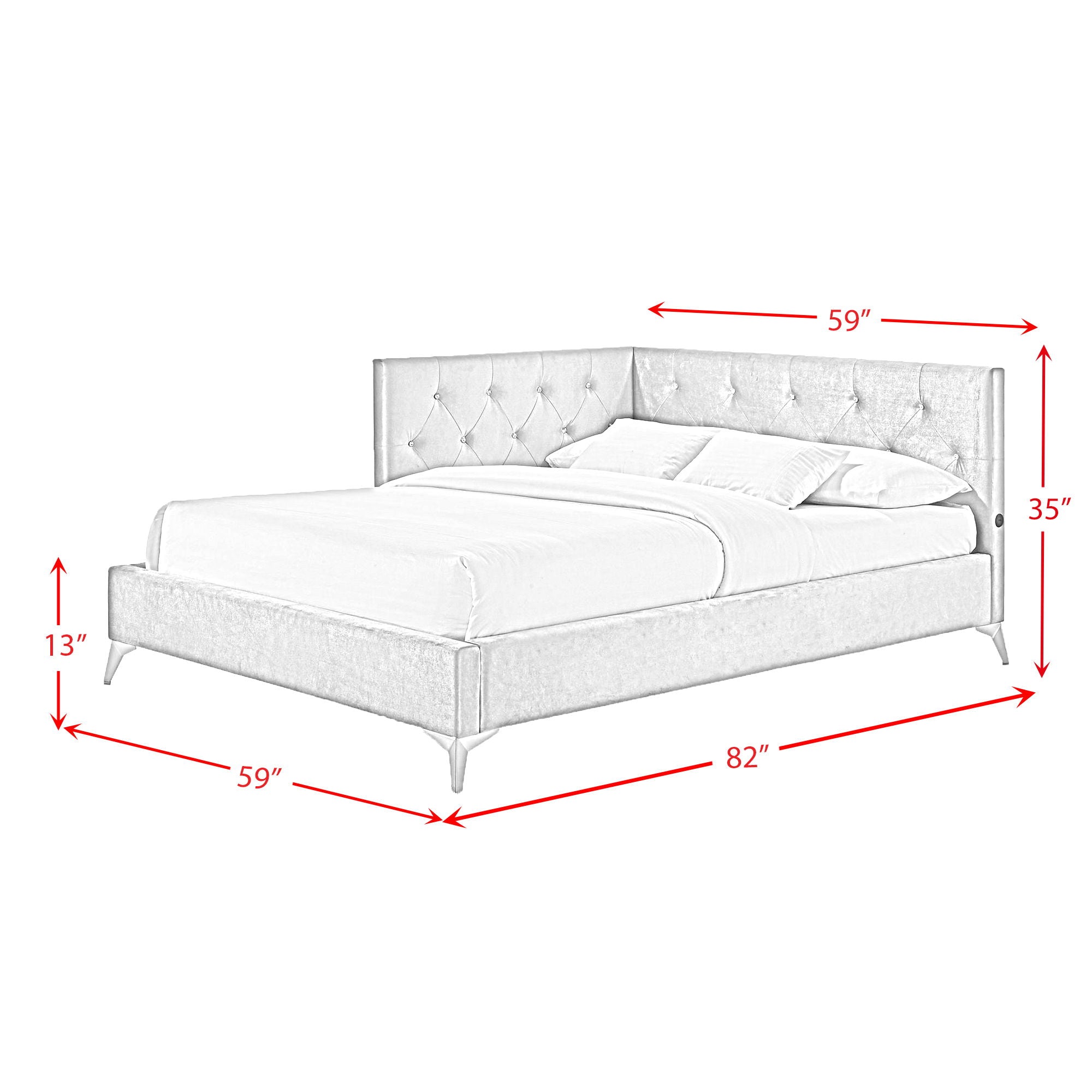 Amberley - Full Upholstered Corner Bed With LED And USB
