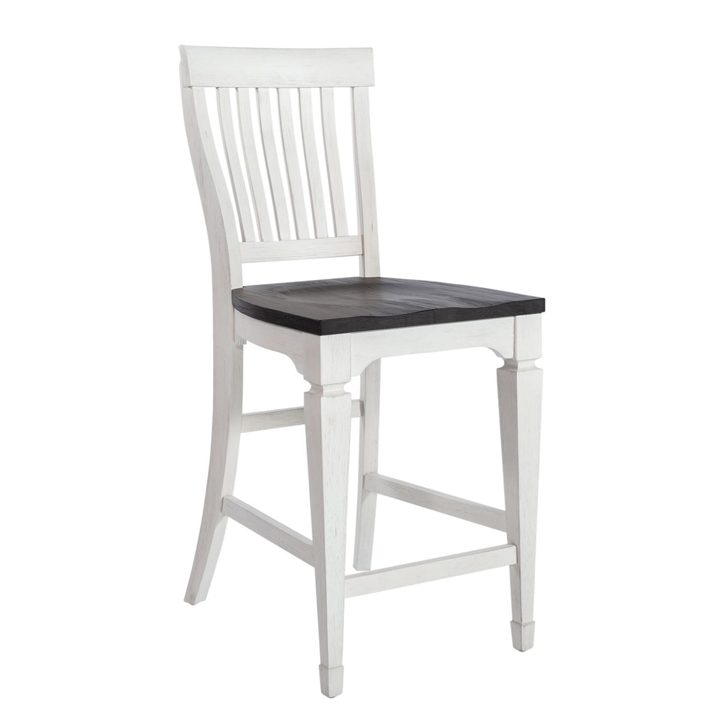 Allyson Park - 5 Piece Gathering Table Set - Wirebrushed White / Charcoal