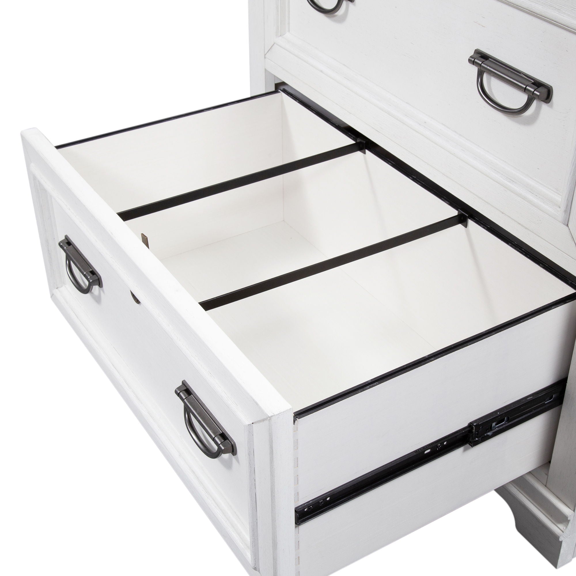 Allyson Park - Bunching Lateral File Cabinet - Wirebrushed White / Charcoal