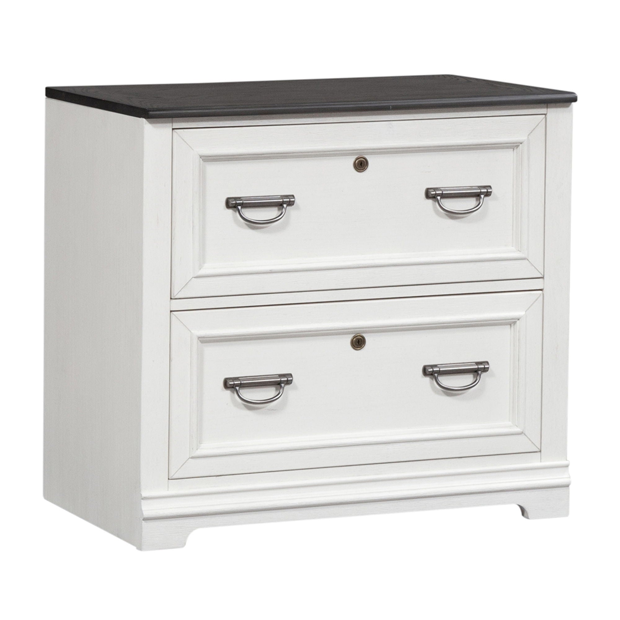 Allyson Park - Bunching Lateral File Cabinet - Wirebrushed White / Charcoal