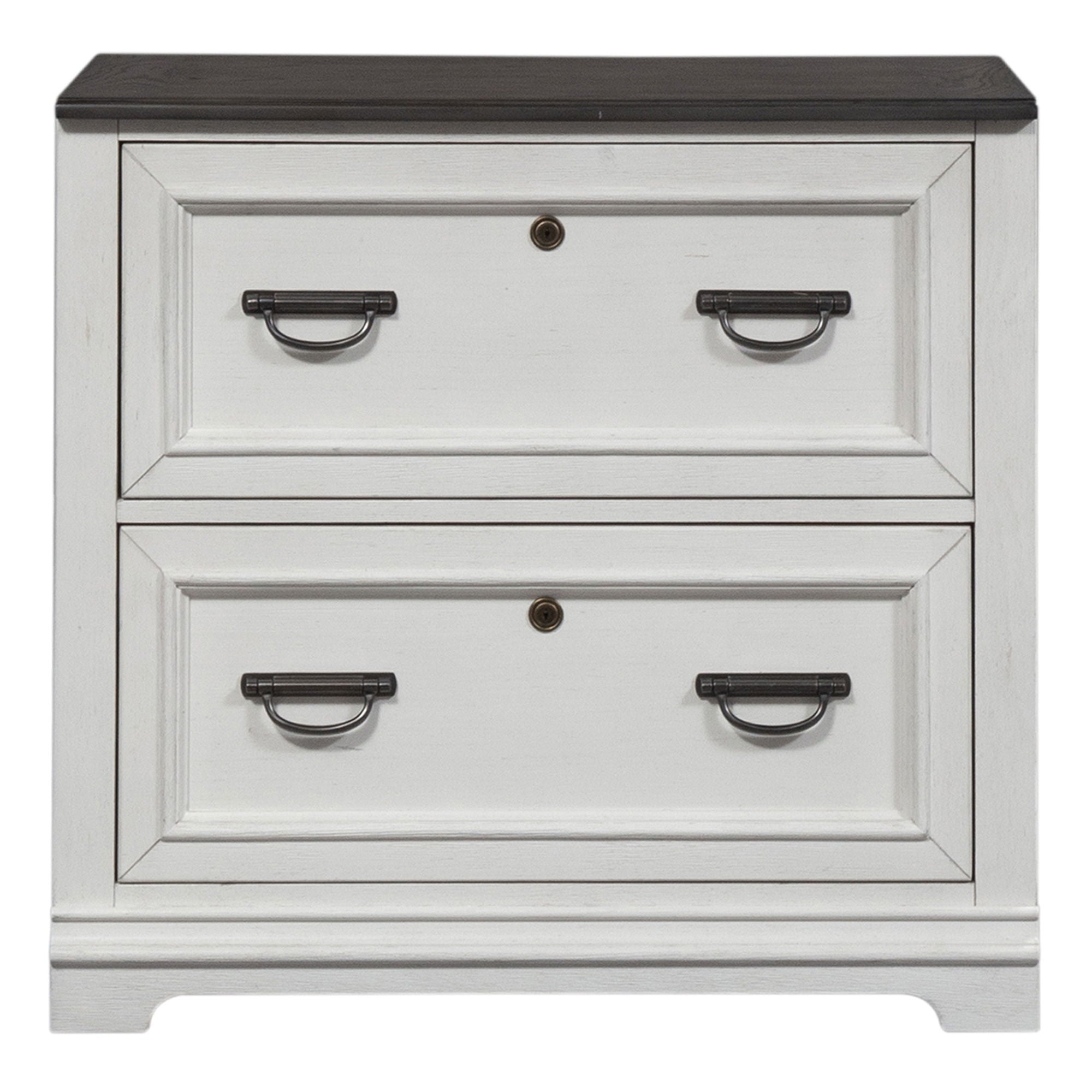 Allyson Park - Bunching Lateral File Cabinet - Wirebrushed White / Charcoal