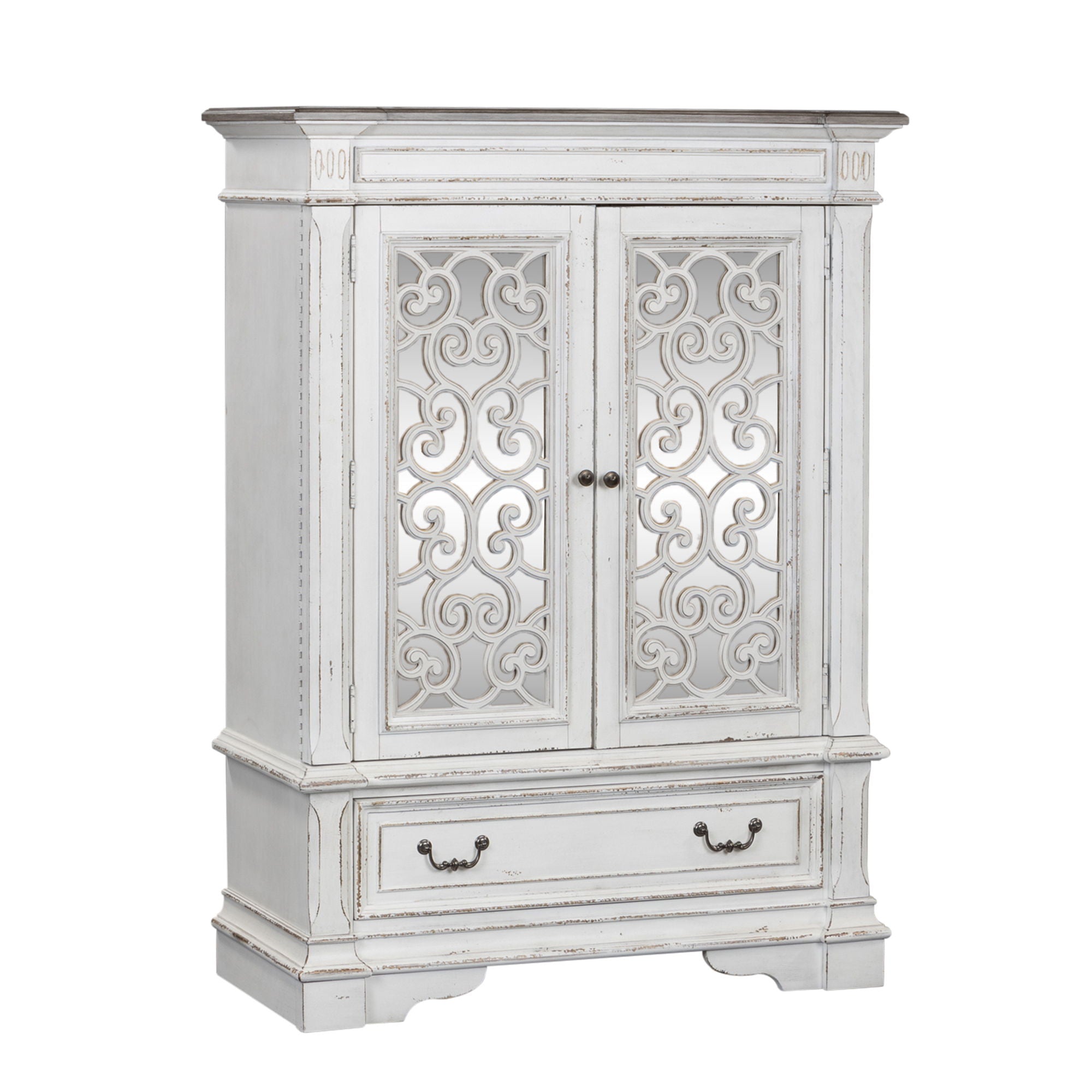 Abbey Park - Mirrored Door Chest - Antique White