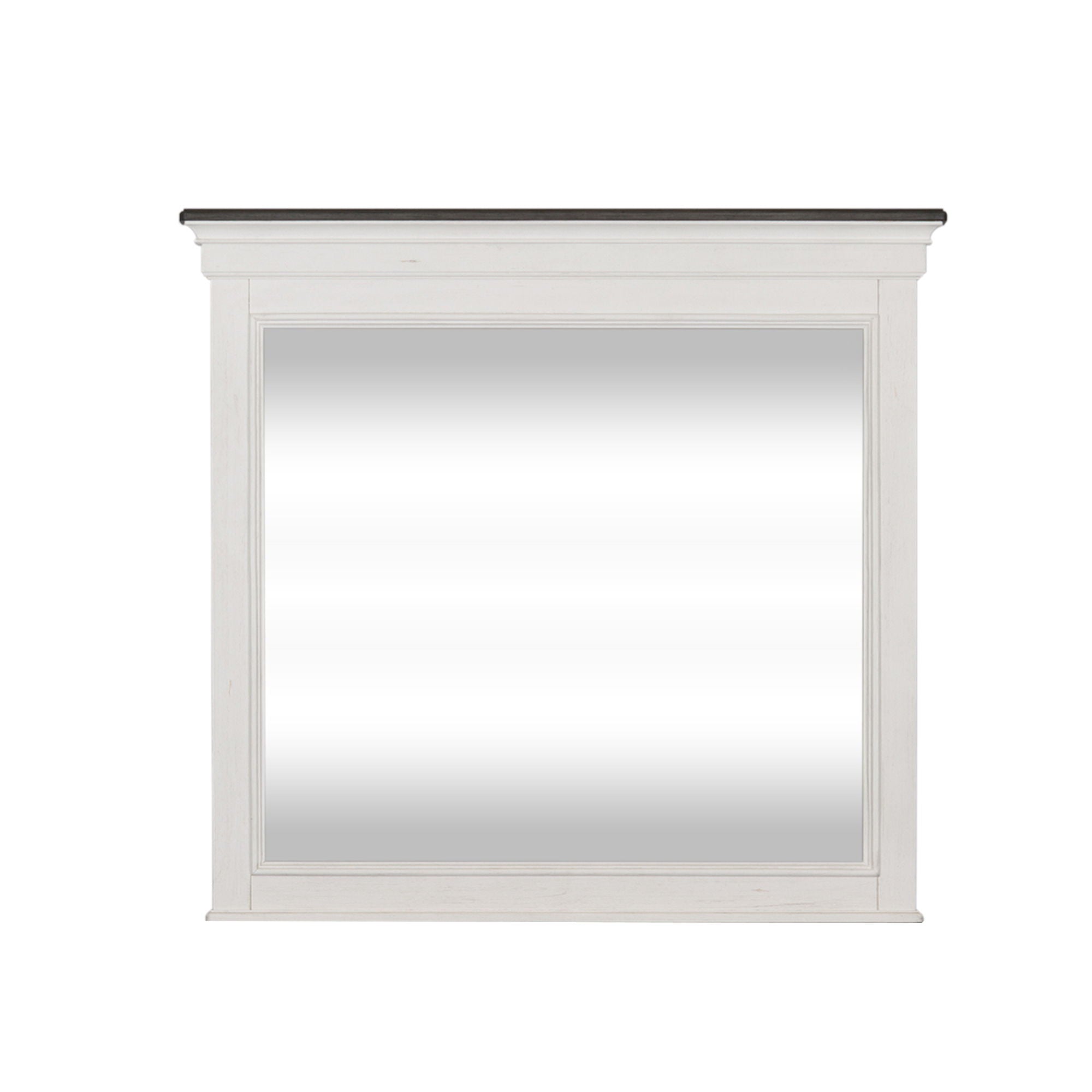 Allyson Park - Crown Mirror - Wirebrushed White / Charcoal