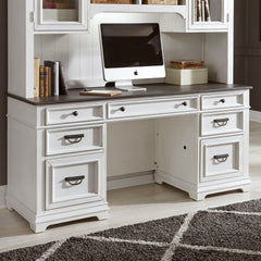 Allyson Park - Jr Executive Credenza Top - Wirebrushed White / Charcoal
