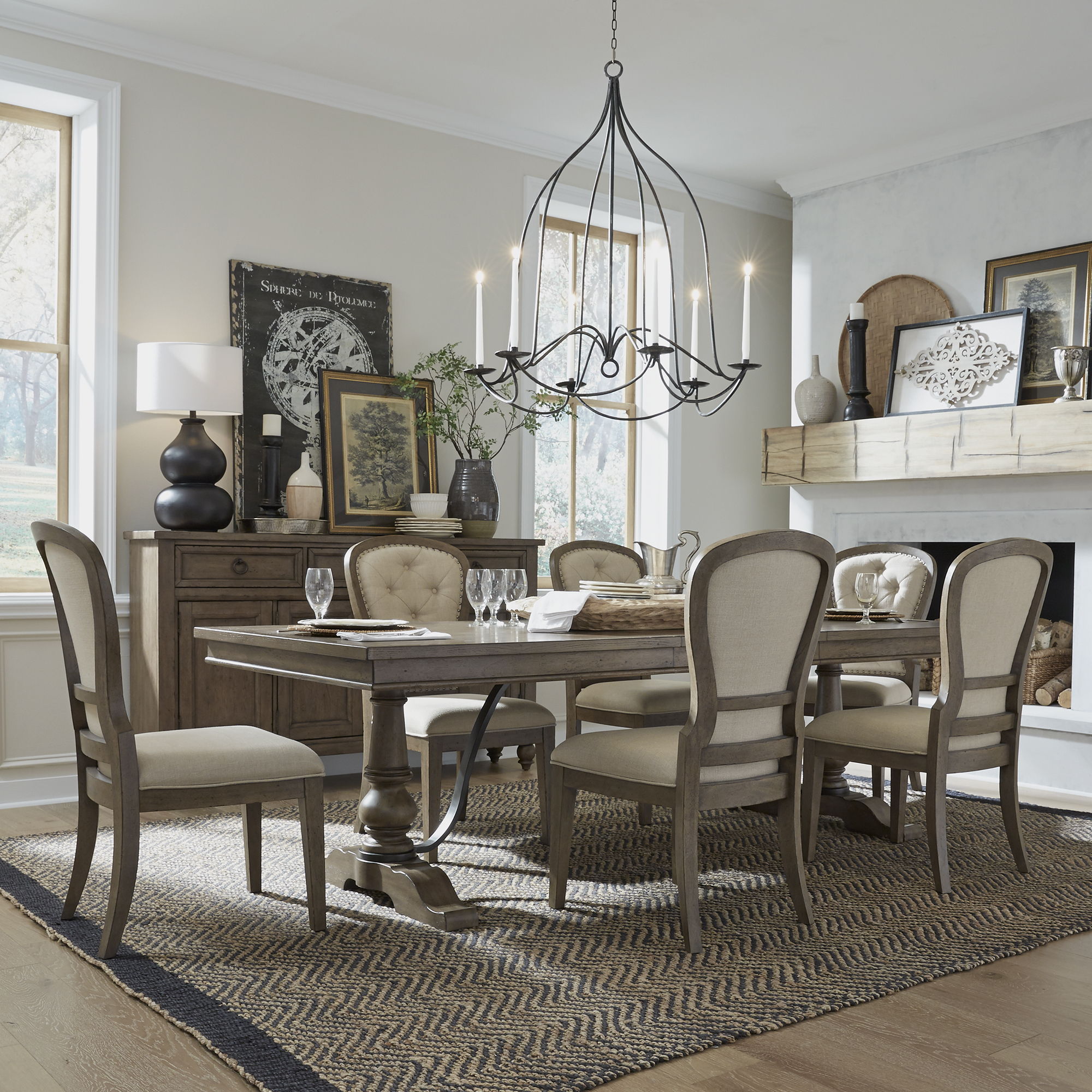 Americana Farmhouse - Dining Room Trestle Table Set