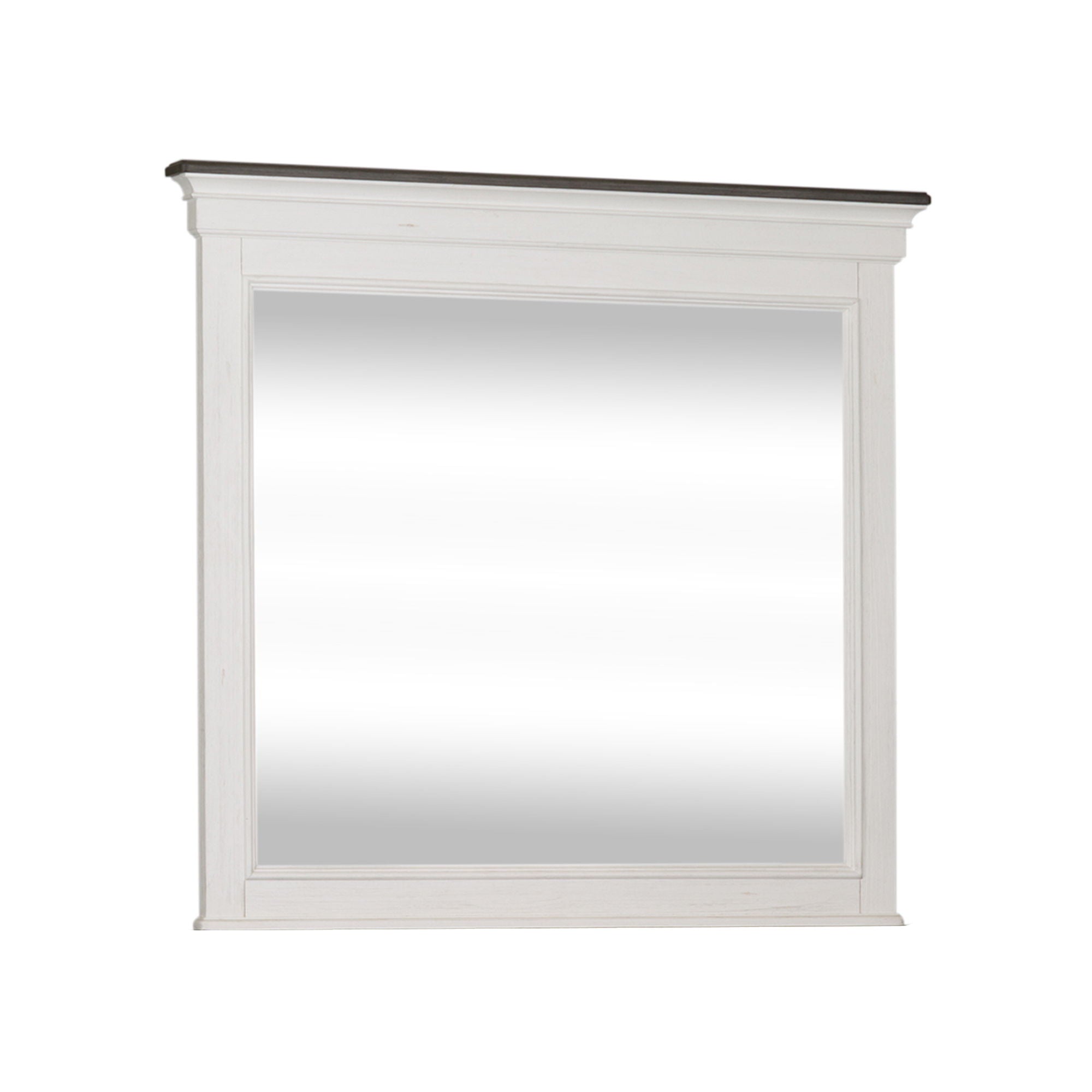 Allyson Park - Crown Mirror - Wirebrushed White / Charcoal