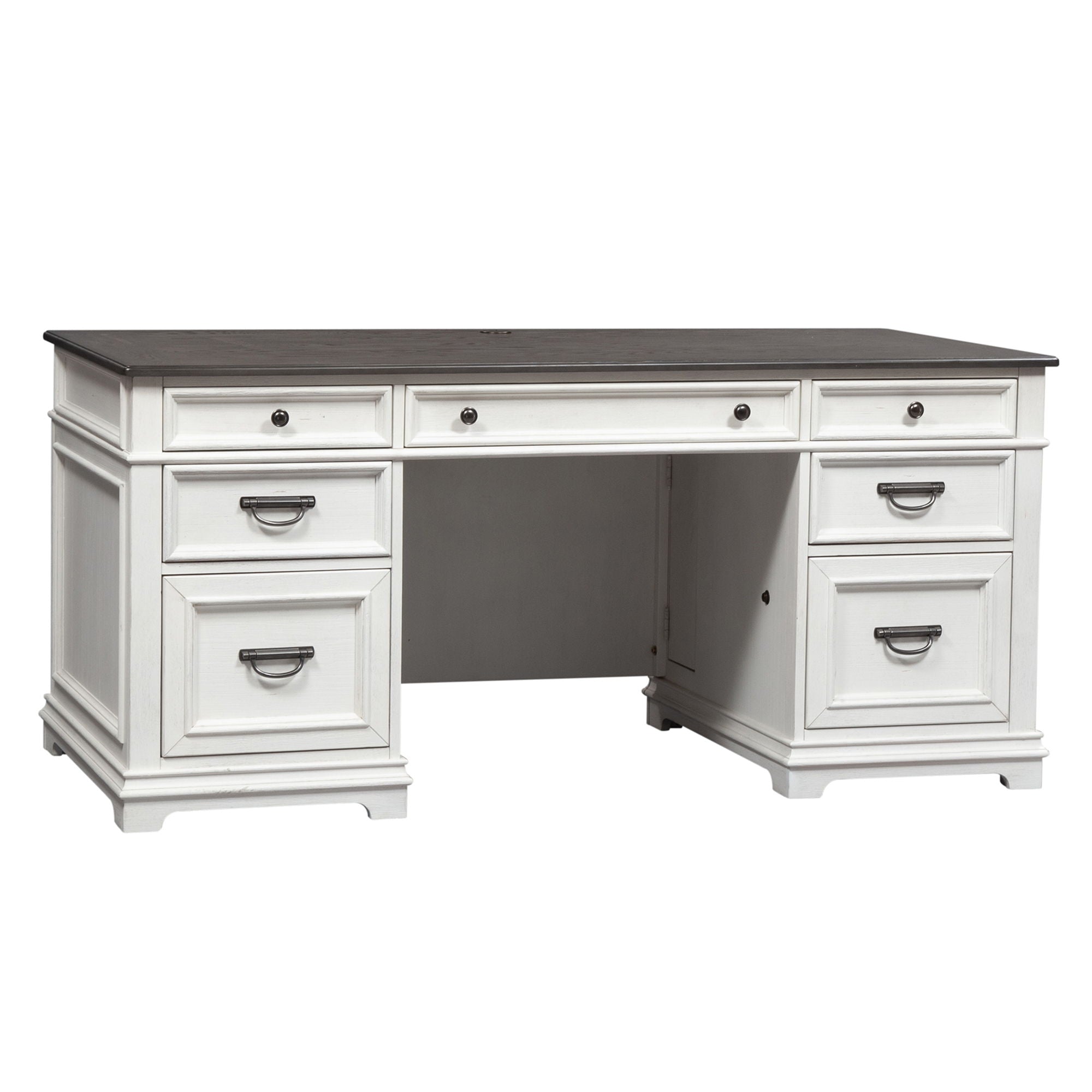 Allyson Park - Desk - Wirebrushed White / Charcoal