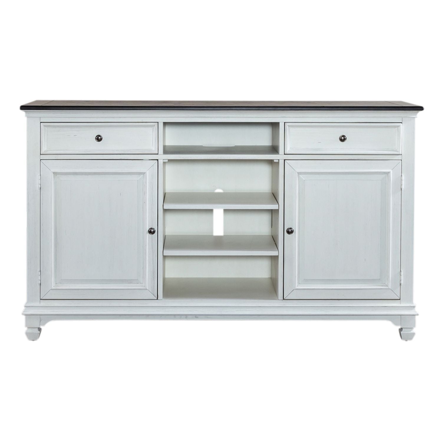 Allyson Park - 68" Highboy TV Console - Wirebrushed White / Charcoal