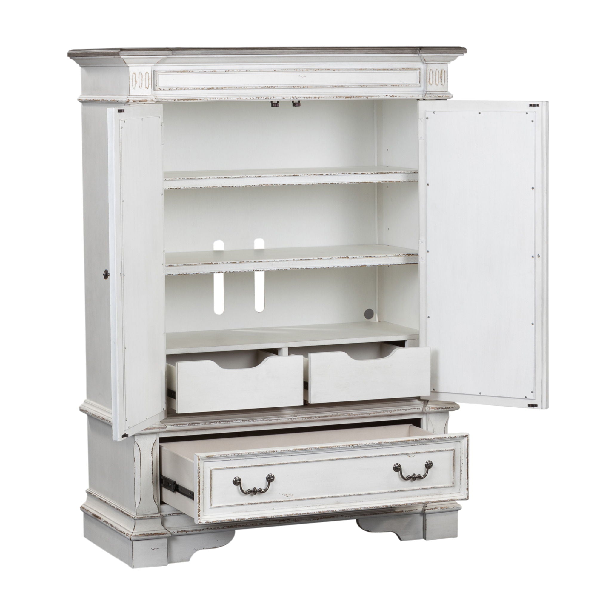 Abbey Park - Mirrored Door Chest - Antique White