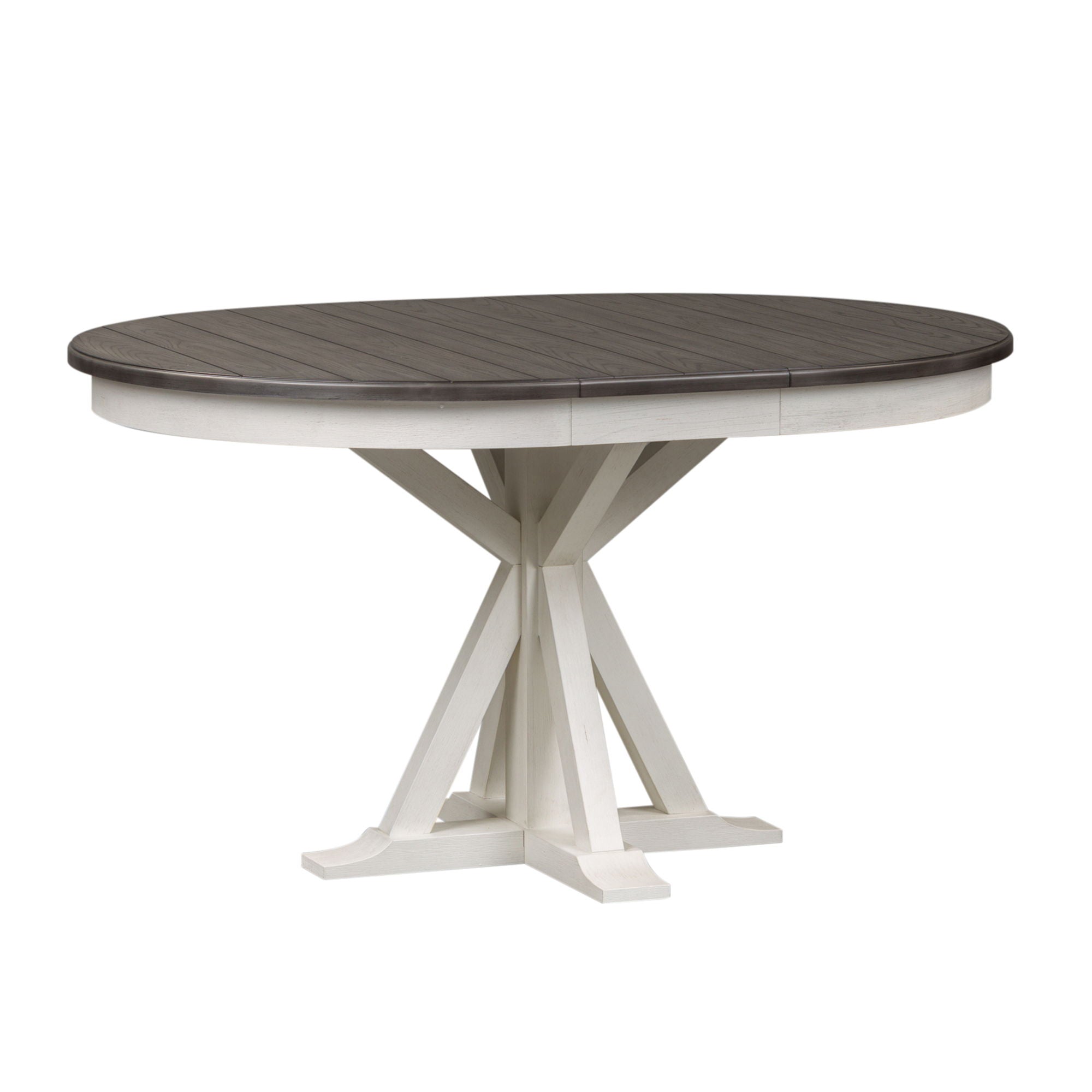 Allyson Park - Single Pedestal Table Top - Wirebrushed White / Charcoal