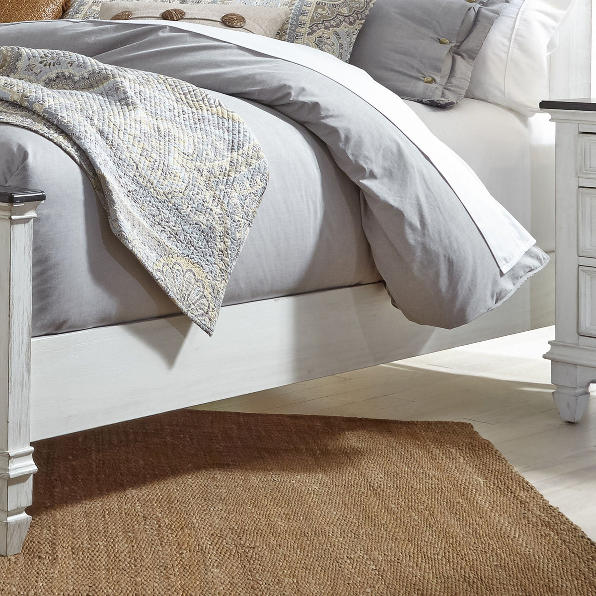 Allyson Park - California King Bed Rails - Wirebrushed White / Charcoal