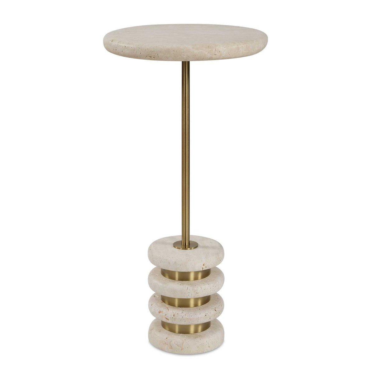 Adames - Travertine Drink Table - Brass / White