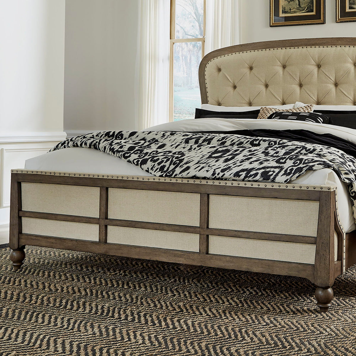 Americana Farmhouse - King Upholstered Shelter Footboard - Dusty Taupe